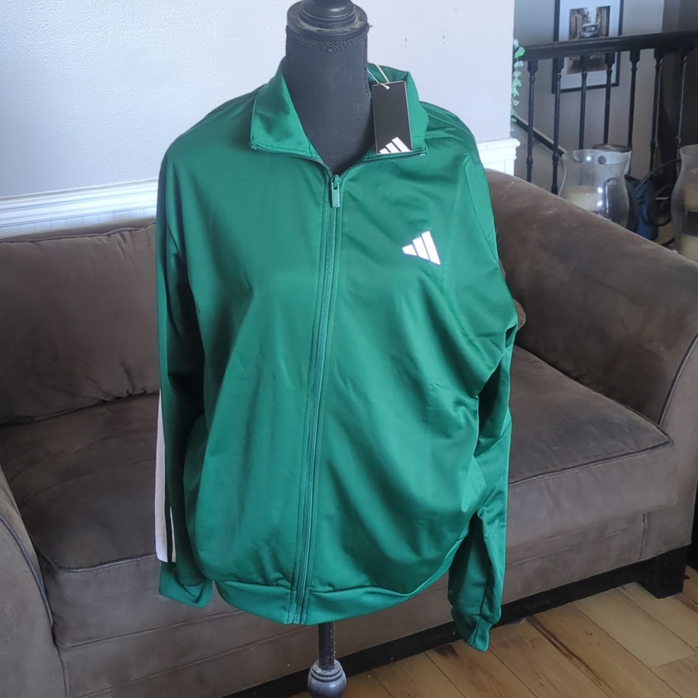 NWT Adidas Men's Collegiate Green Dayready Full Zip Track Top Size Large - Picture 6 of 9